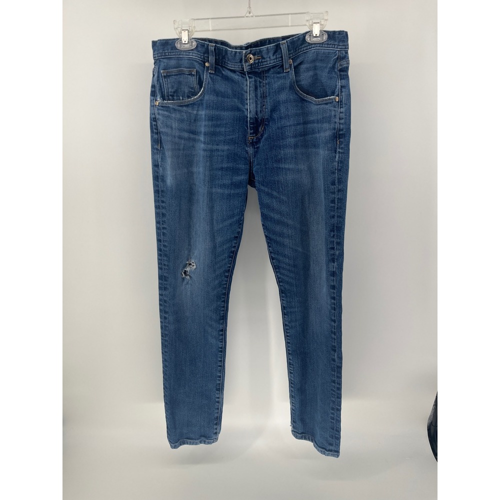 Johnnie-O Mens Medium Wash Straight Leg Stretch Denim Jeans 34x32 Blue